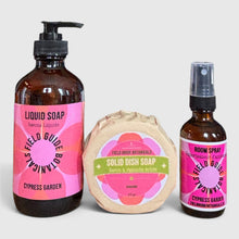  Liquid Soap, Solid Dish Soap and Room Spray scented with cypress Bergamot and Tangerine