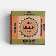 Shave Puck scented with cedarwood patchouli and lavender packaged in a box