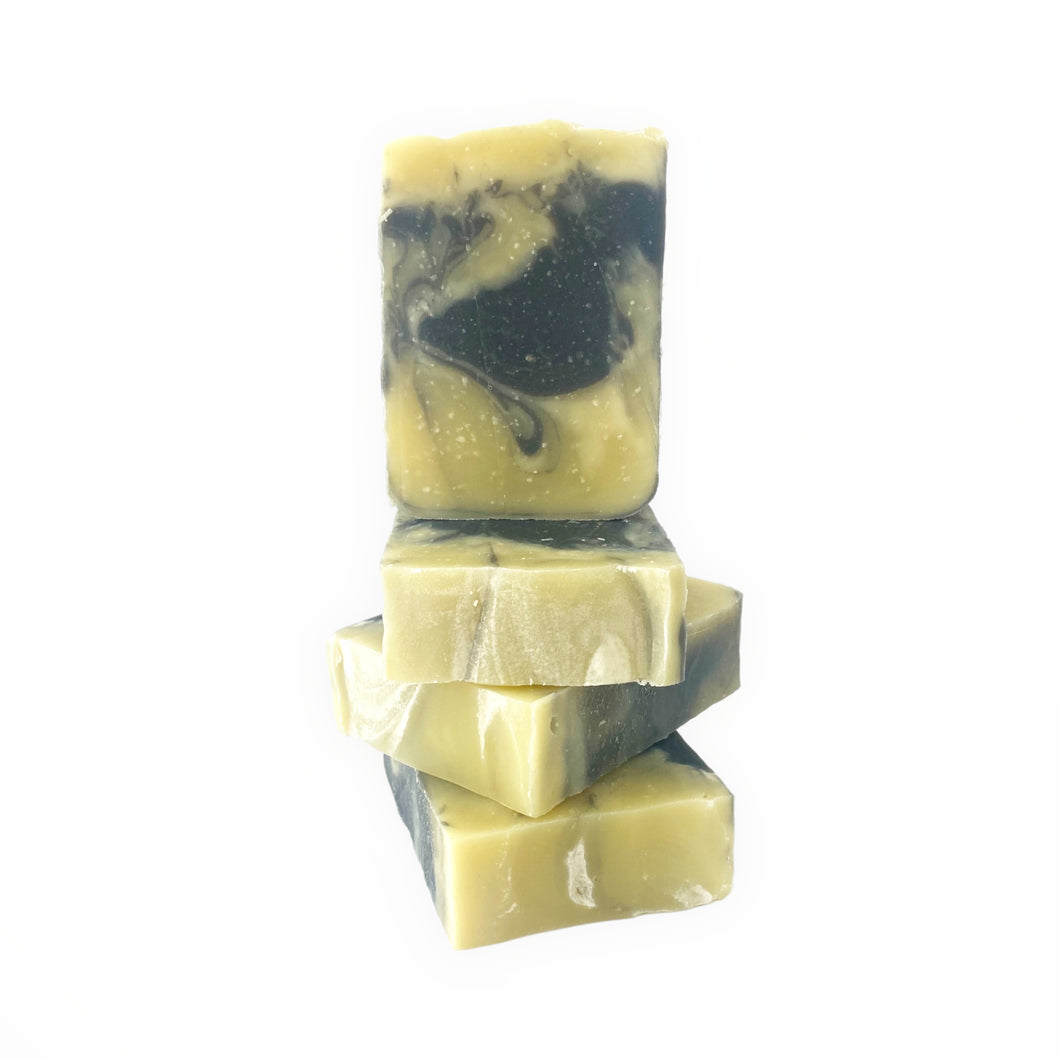 All Natural Charcoal Beer Soap scented with Tea Tree And Eucalyptus